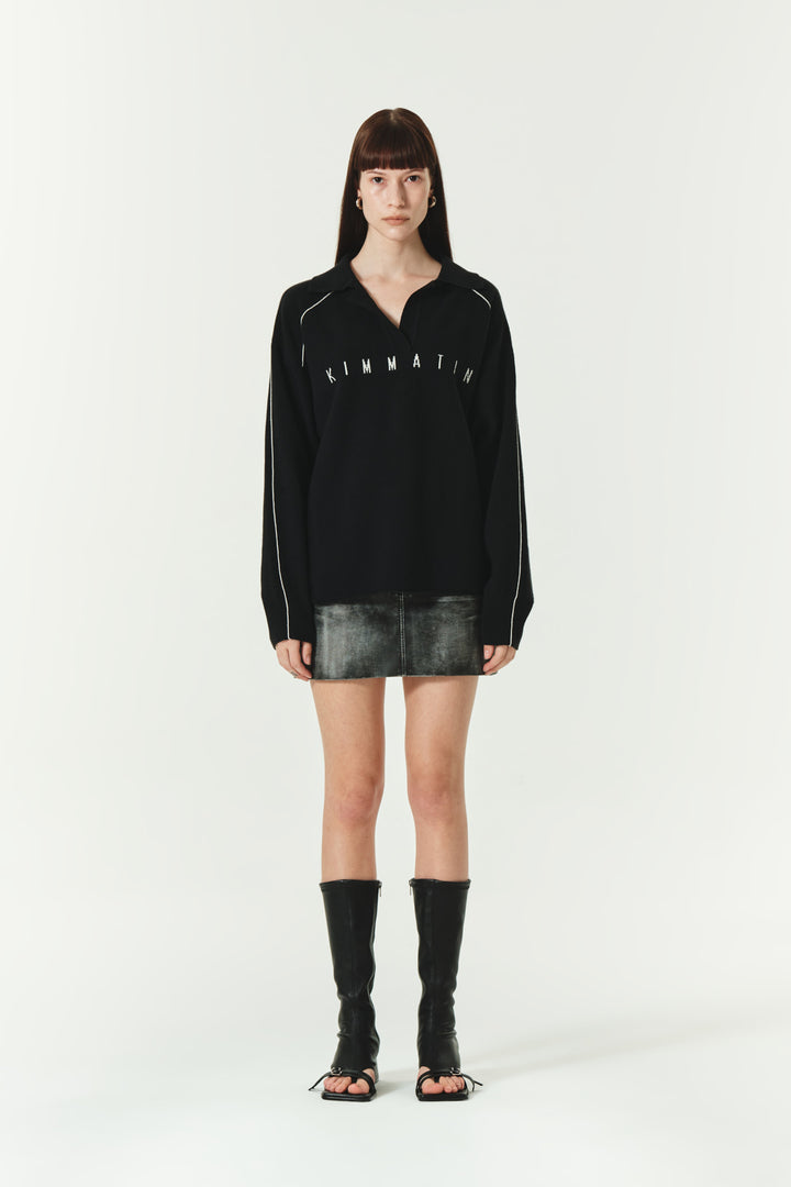 KIMMATIN Oversize Pique Pullover — Black