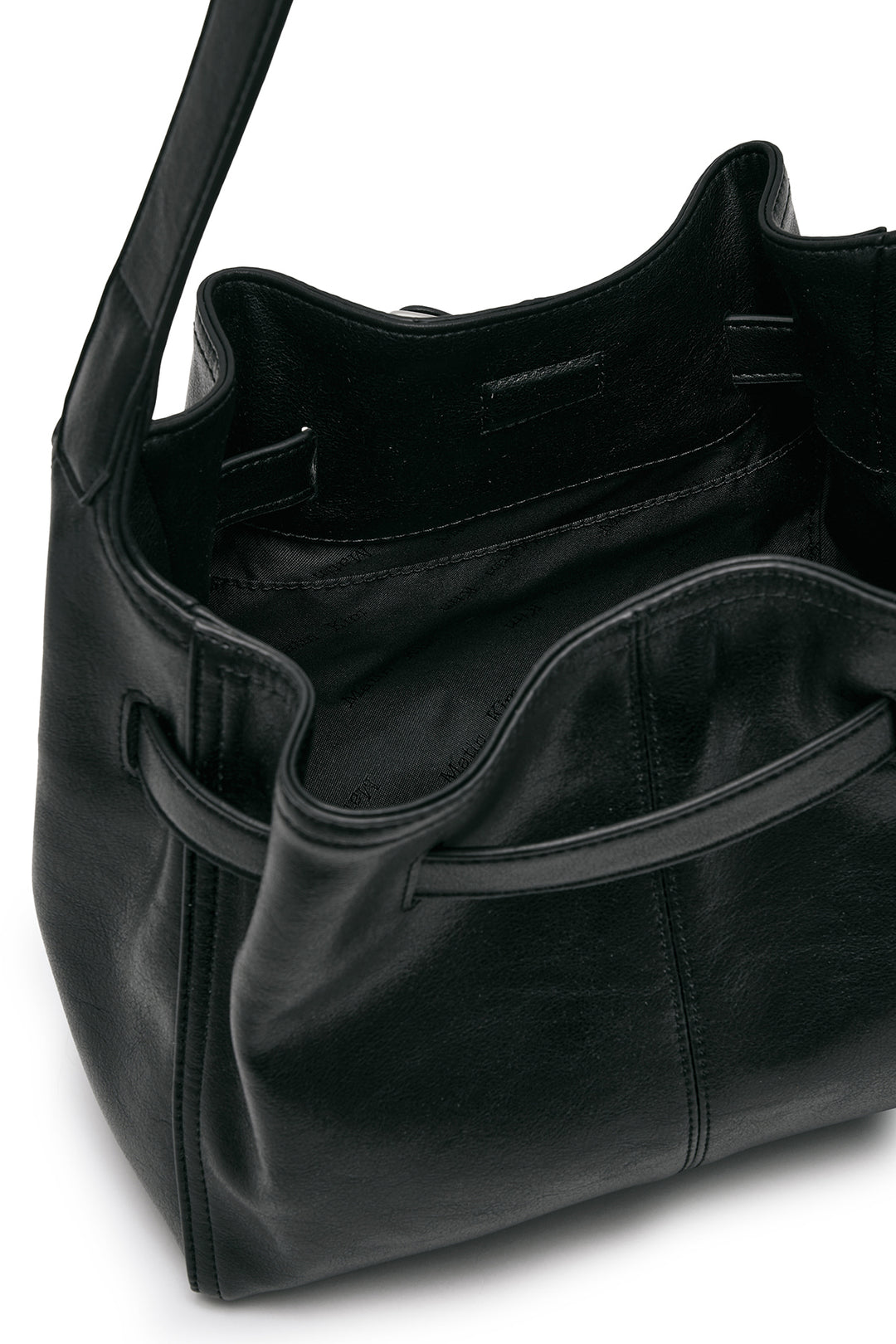 Matin Kim Belted Volunn Small Bucket Bag — Black