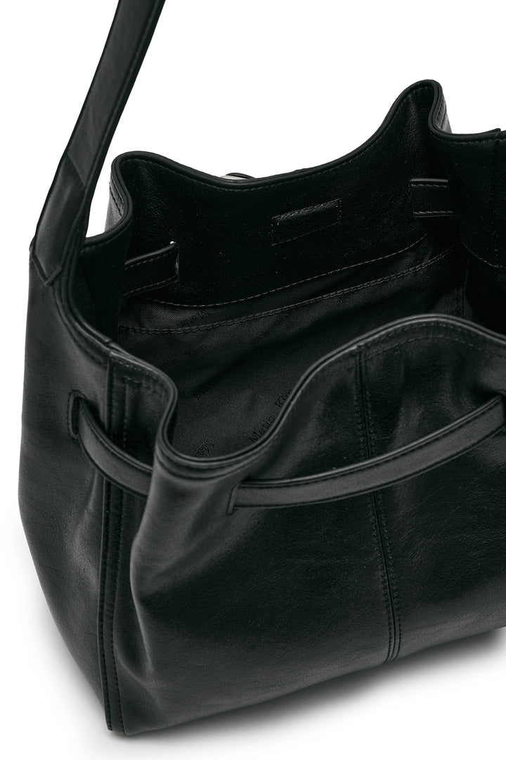 Matin Kim Belted Volunn Small Bucket Bag — Black