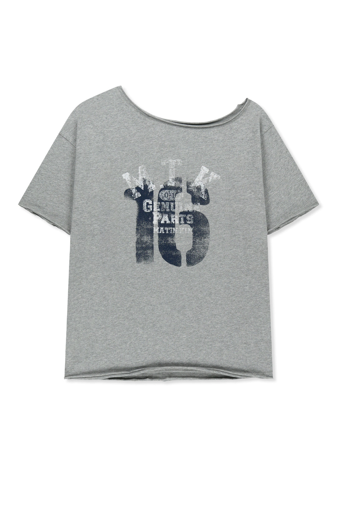 Matin Kim MTK 16 Graffiti Logo Asymmetric Top — Gray