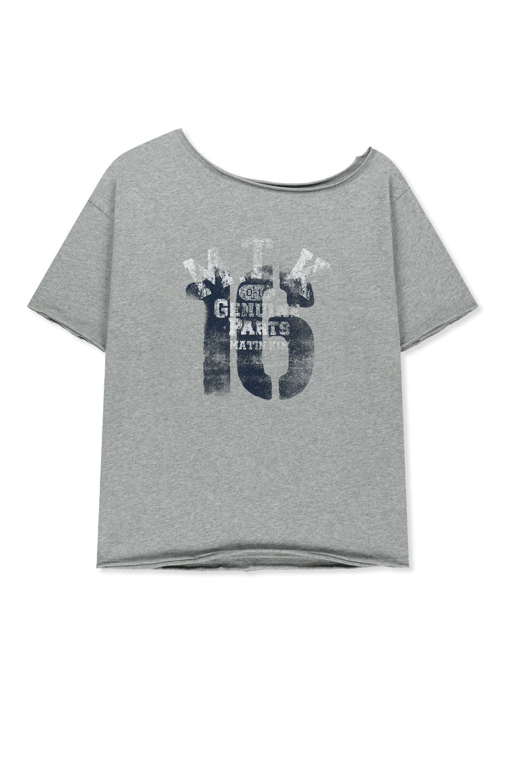Matin Kim MTK 16 Graffiti Logo Asymmetric Top — Gray