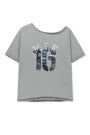 Matin Kim MTK 16 Graffiti Logo Asymmetric Top — Gray