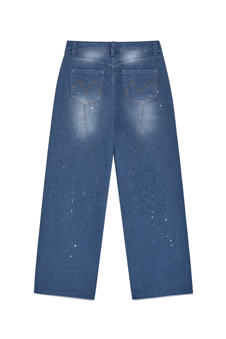 Matin Kim Back Line Point Soft Shiny Denim — Blue