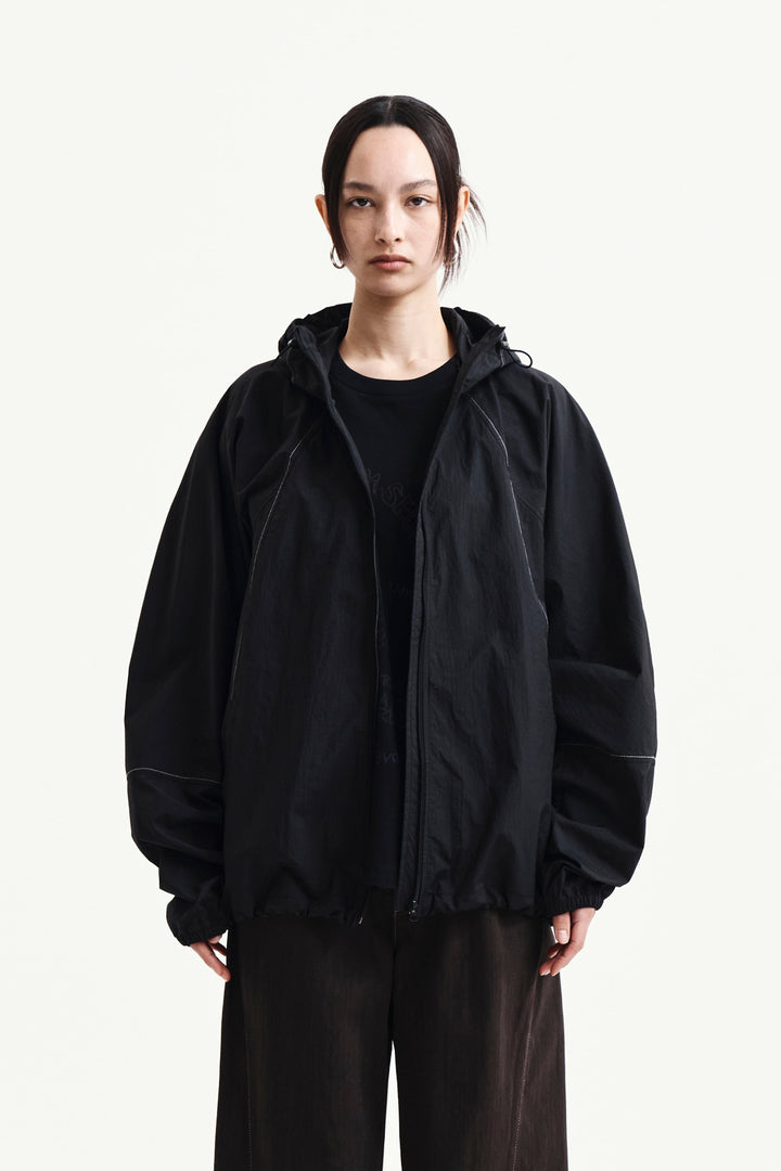 Matin Kim Back Logo Hoody Wind Breaker — Black