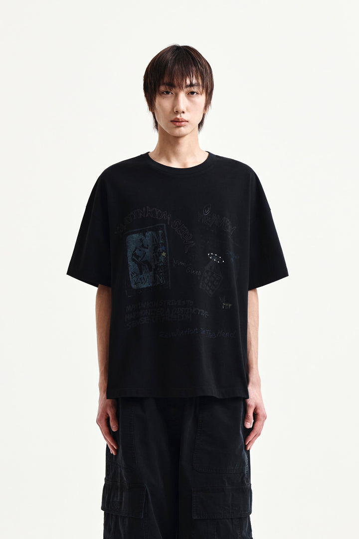 Matin Kim Graffiti Artwork Top — Black