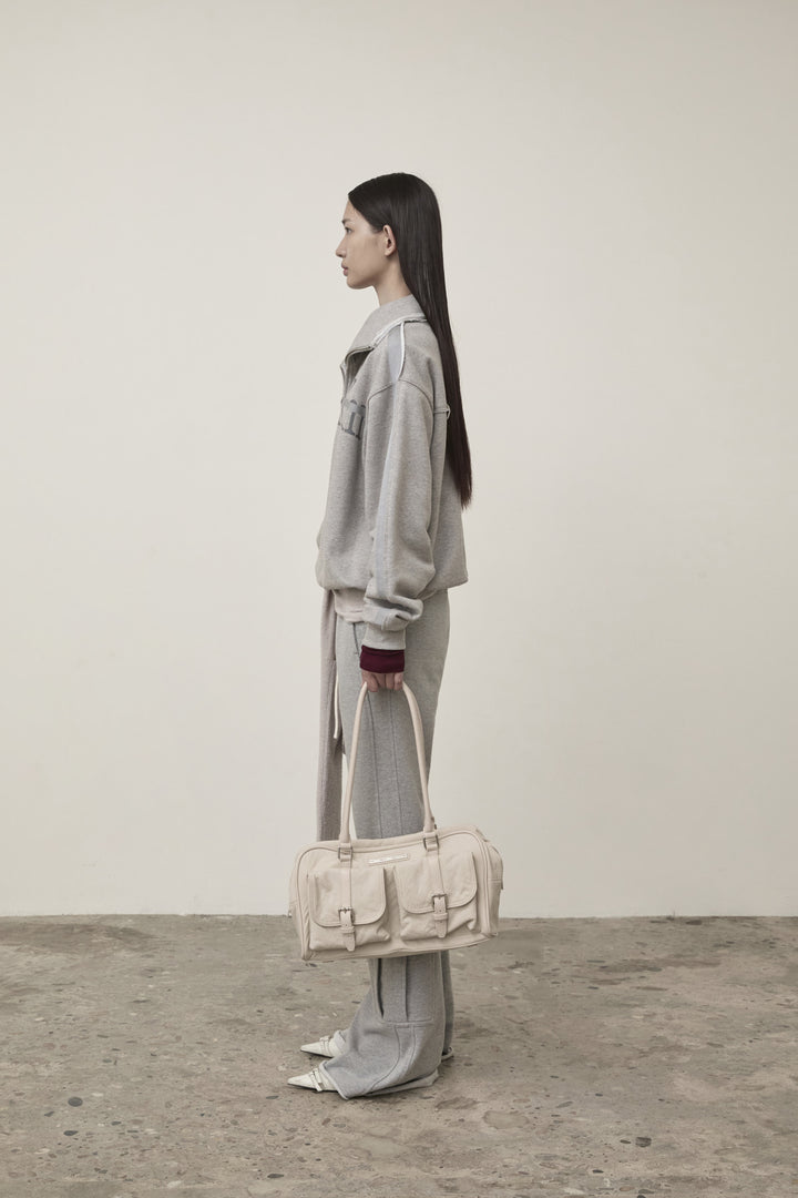 Matin Kim Cut Out Half Zip Sweatshirt — Gray