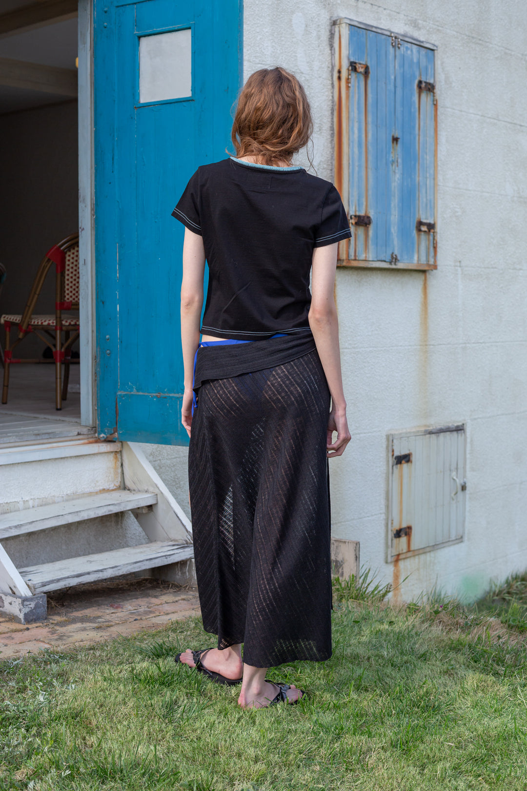 Matin Kim Foldover Layered Maxi Wrap Skirt — Black
