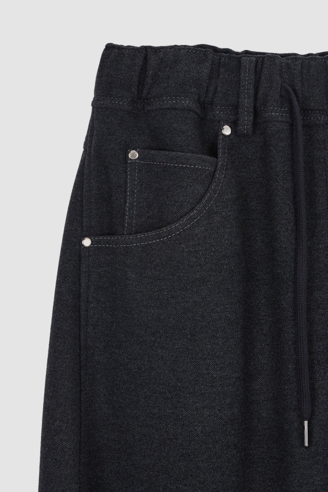 KIMMATIN Blended Wool Curved Banding Pants — Charcoal