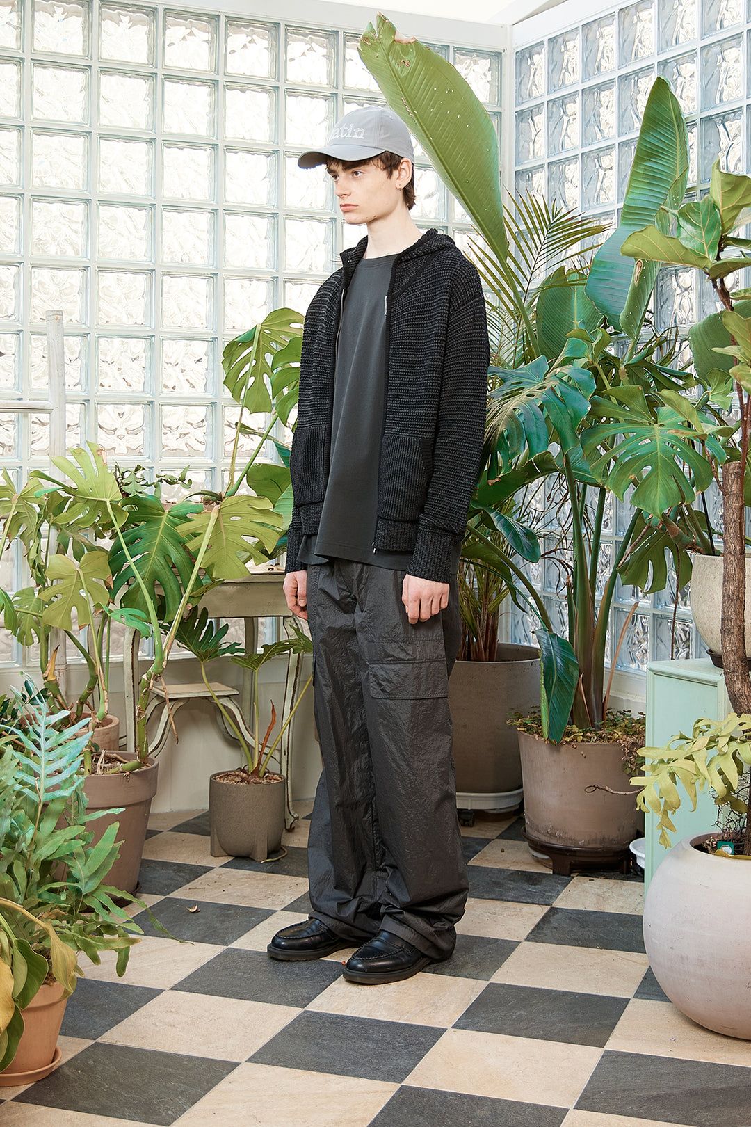 Matin Kim Two Tone Mesh Knit Hoody — Black