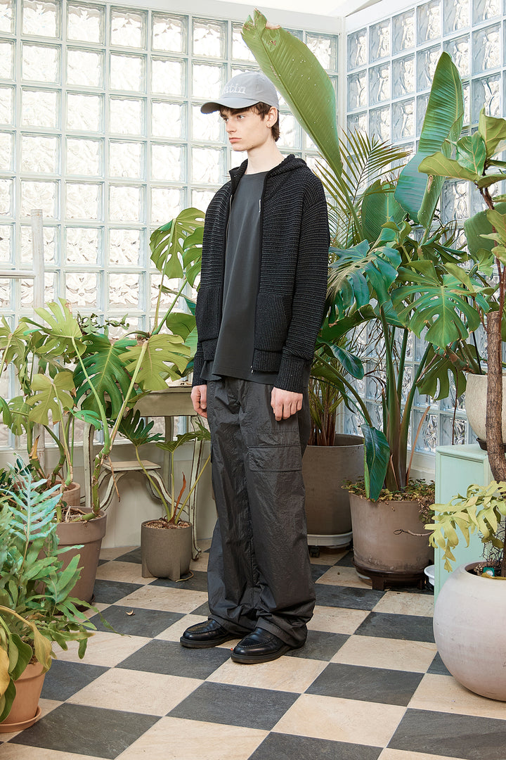 Matin Kim Two Tone Mesh Knit Hoody — Black