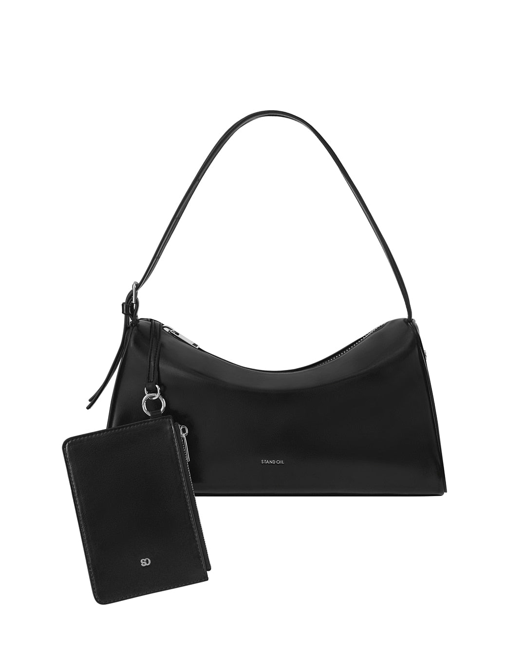 Stand Oil Melly Bag — Glossy Wrinkle Leather — Black
