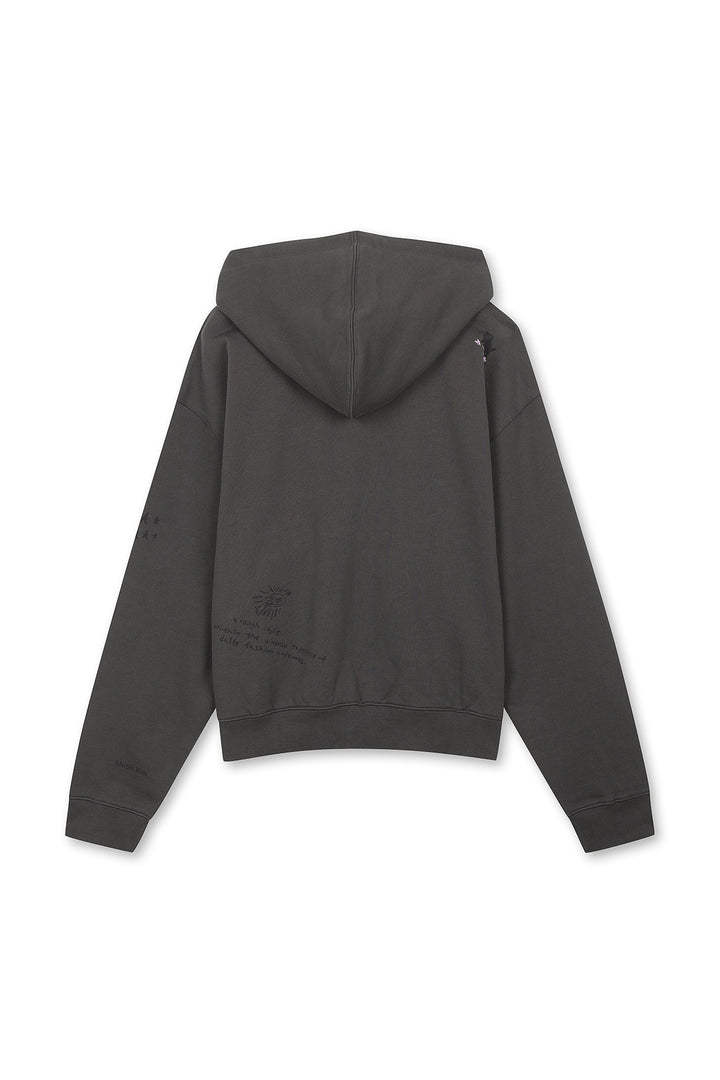 Matin Kim Graffiti Artwork Hoody Zip Up — Charcoal