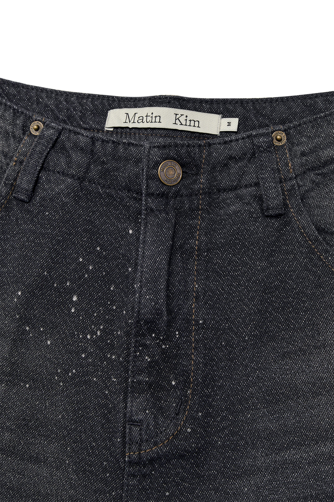 Matin Kim Back Line Point Soft Shiny Denim — Navy blue