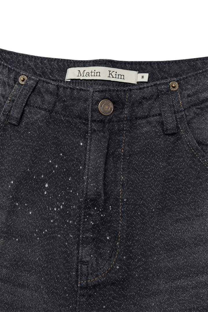Matin Kim Back Line Point Soft Shiny Denim — Navy blue