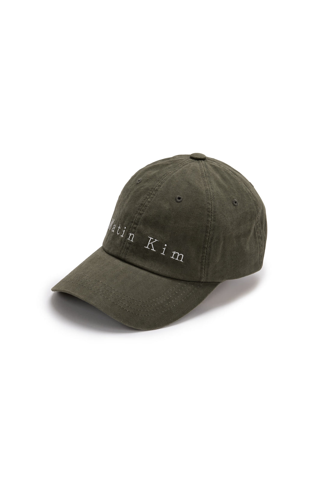Matin Kim Herringbone Typo Ball Cap — Khaki