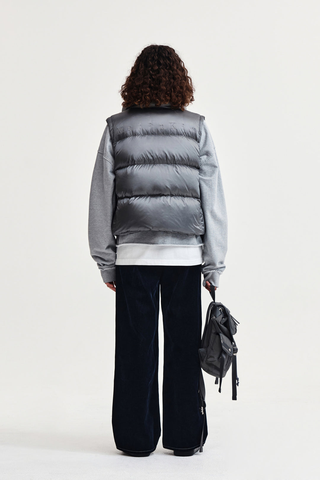 Matin Kim Unbalance Quilted Down Vest — Gray