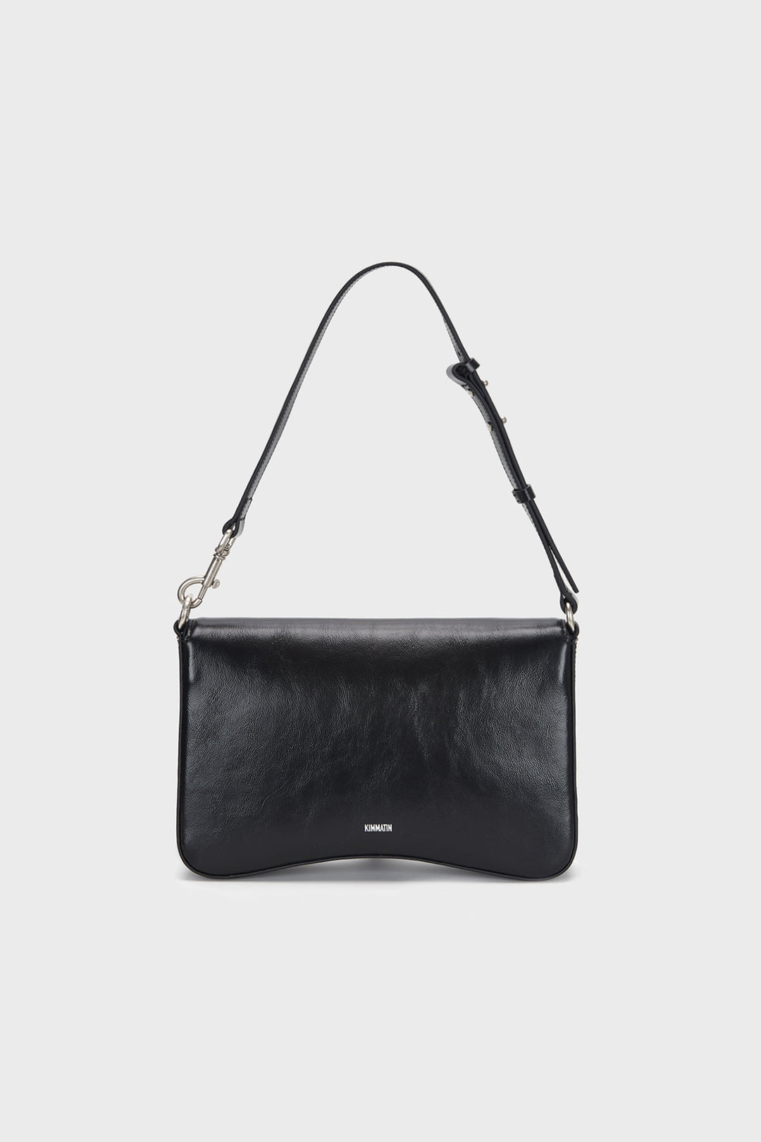 KIMMATIN Bold Buckle Leather Shoulder Bag — Black