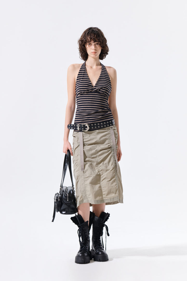 Matin Kim Striped Halter Neck Top — Navy blue