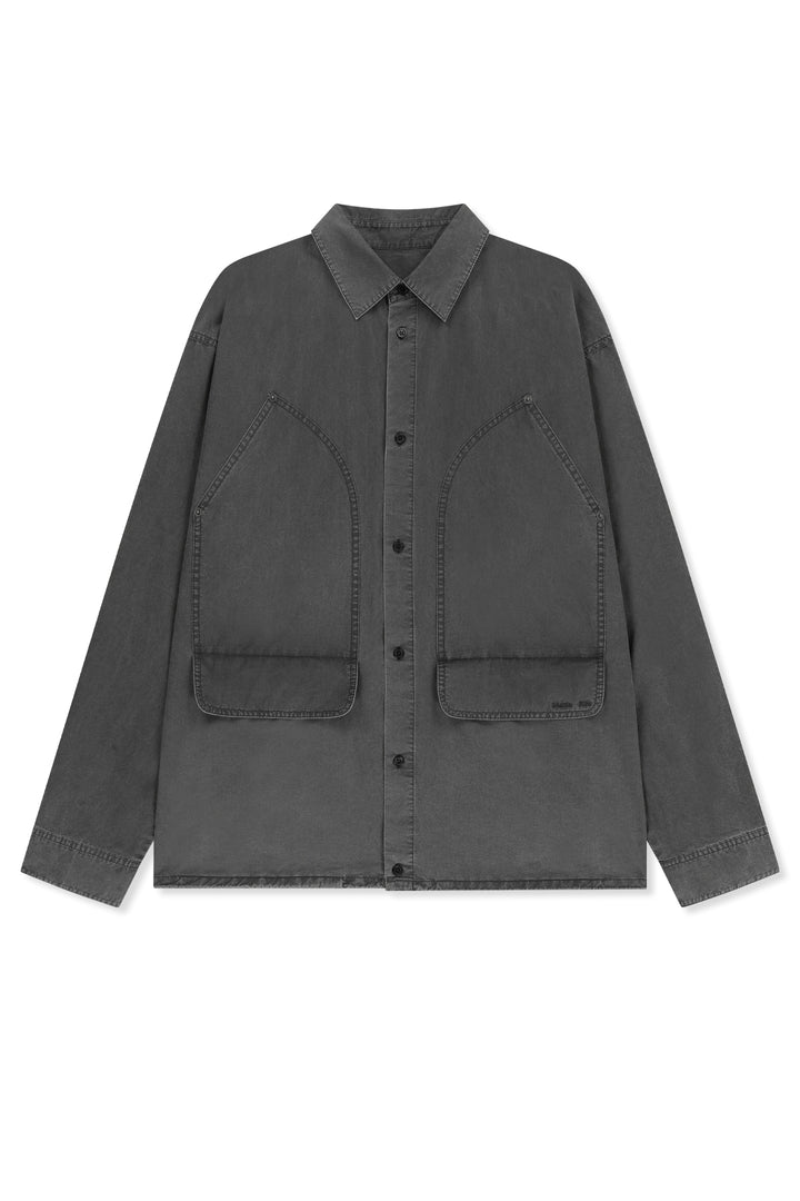 Matin Kim Washed Cotton Drawstring Shirt — Charcoal