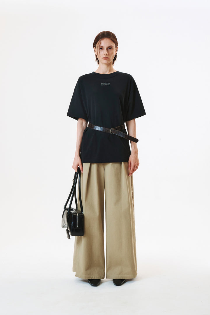 KIMMATIN Logo Embroidery Oversize Top — Black