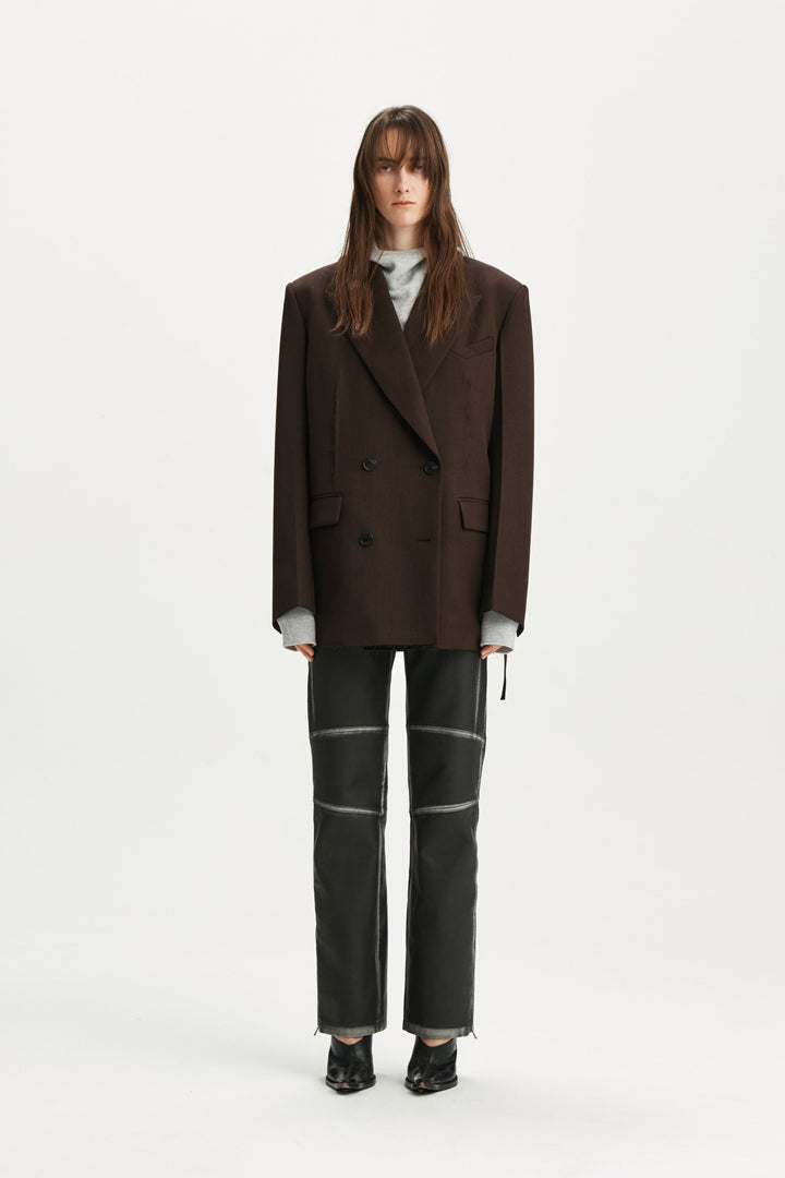 KIMMATIN Belted Double Jacket — Brown
