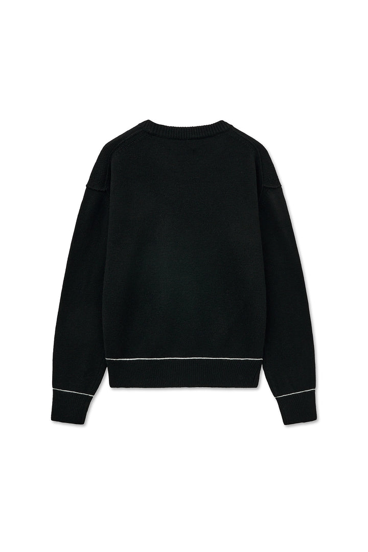 Matin Kim Color Trim Line Logo Pullover — Black