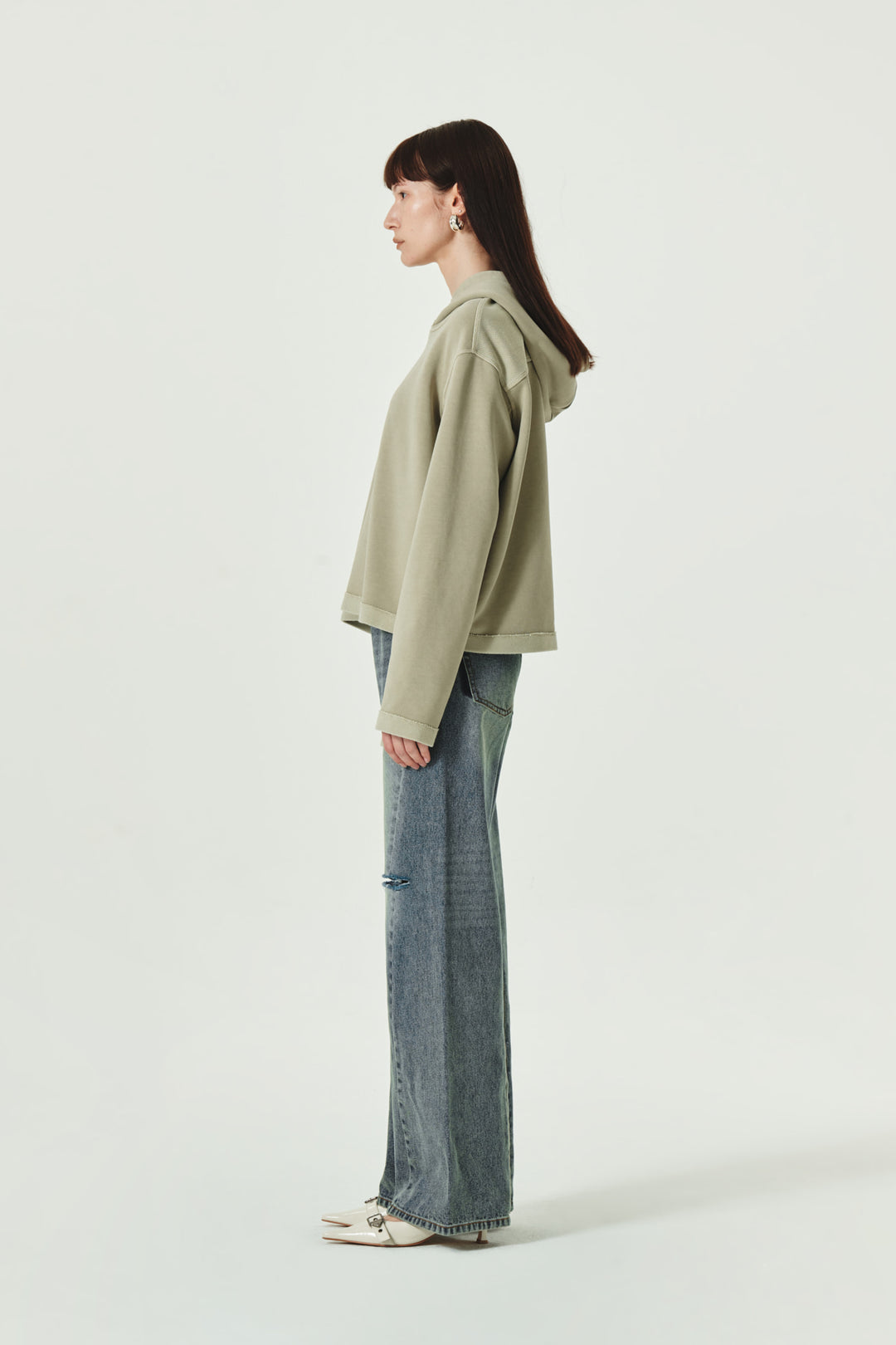 KIMMATIN Logo Point Pigment Dyed Hoodie — Khaki