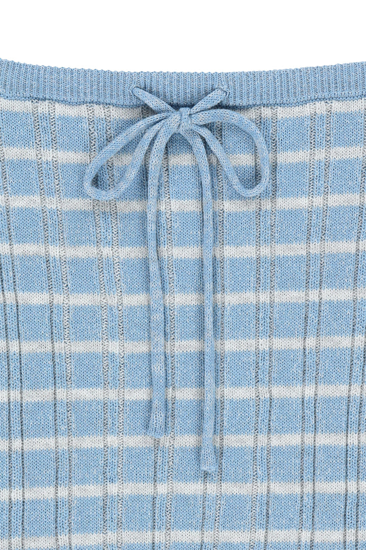 Matin Kim Stripe Knit Tube Top — Light Blue