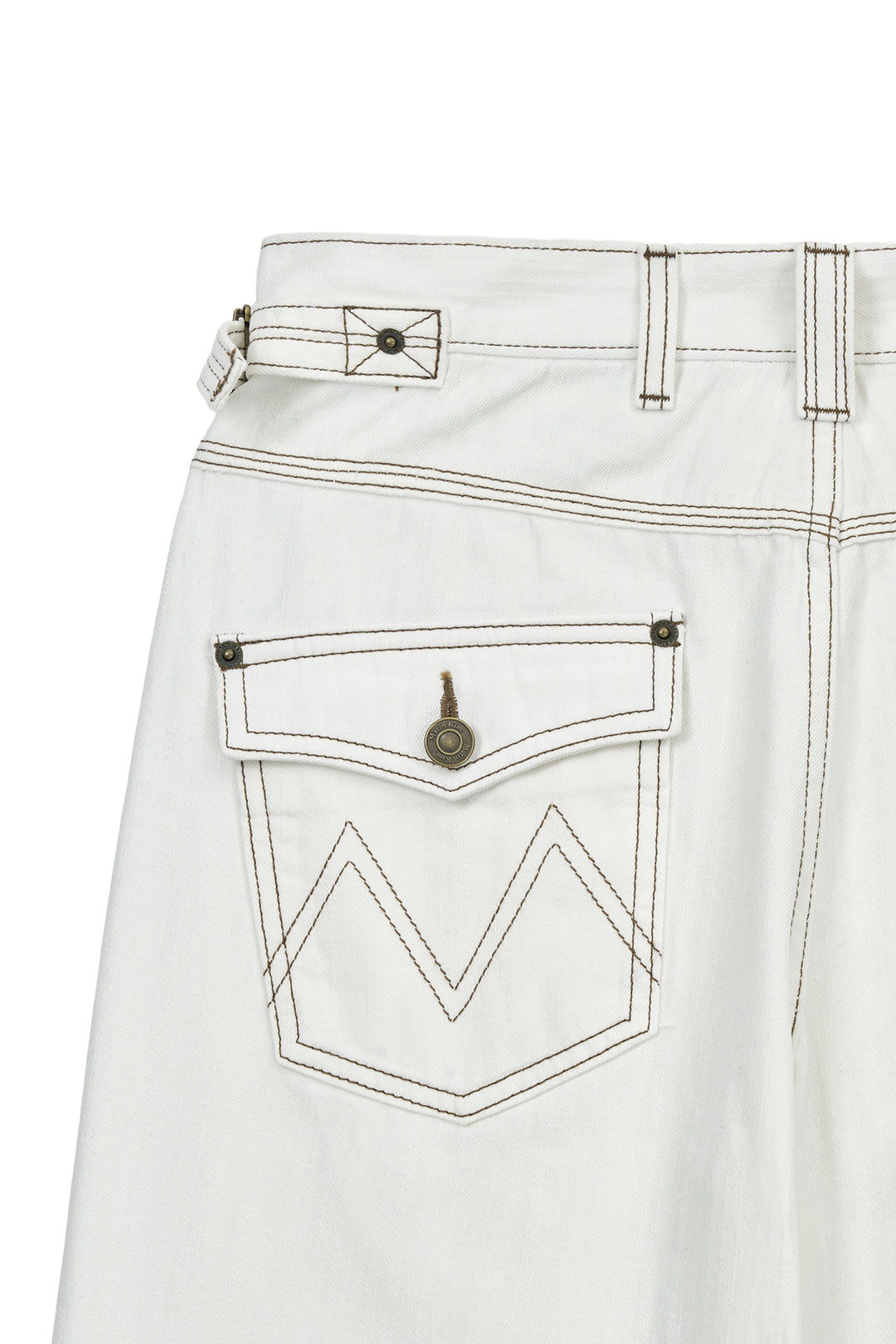 Matin Kim Waist Buckle Stitch Twill Denim — Ivory