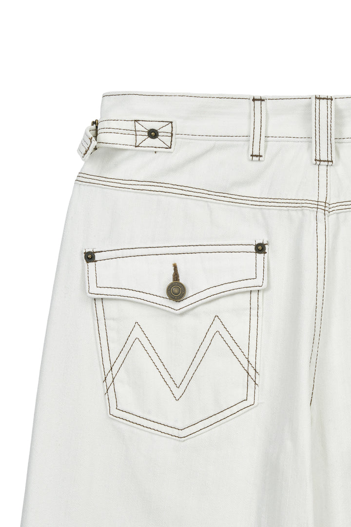 Matin Kim Waist Buckle Stitch Twill Denim — Ivory