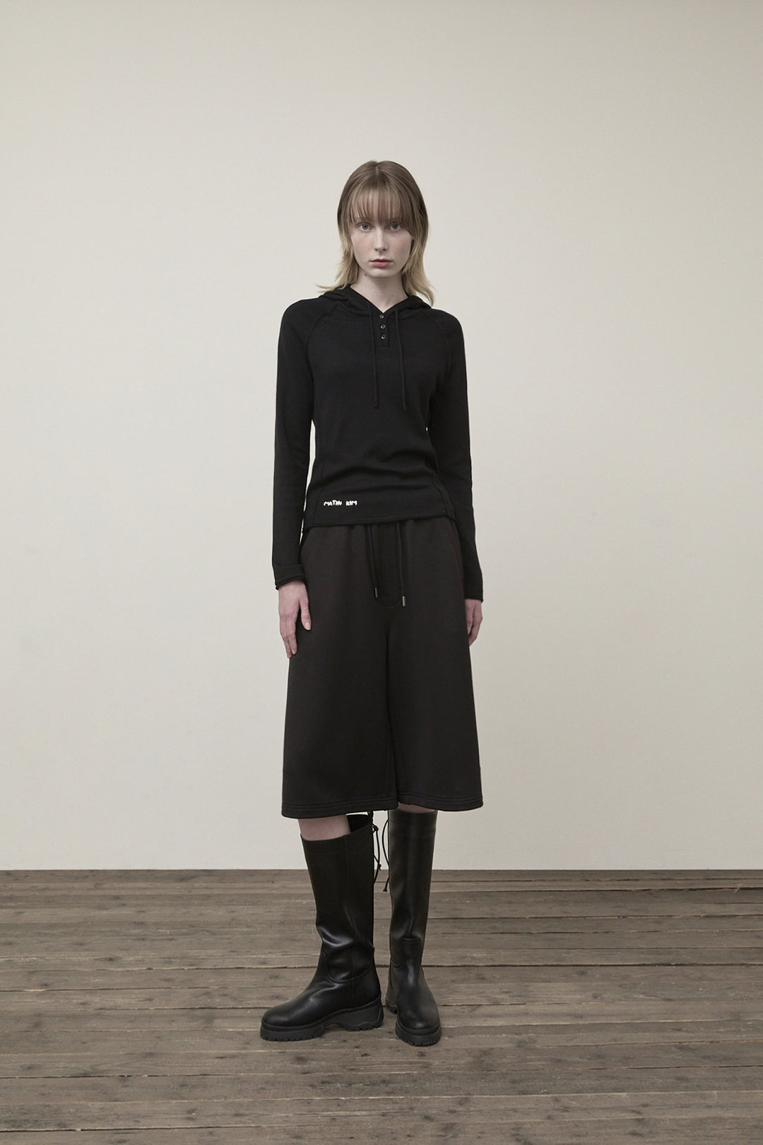 Matin Kim Back Pocket Glitter Bermuda Sweatpants — Black