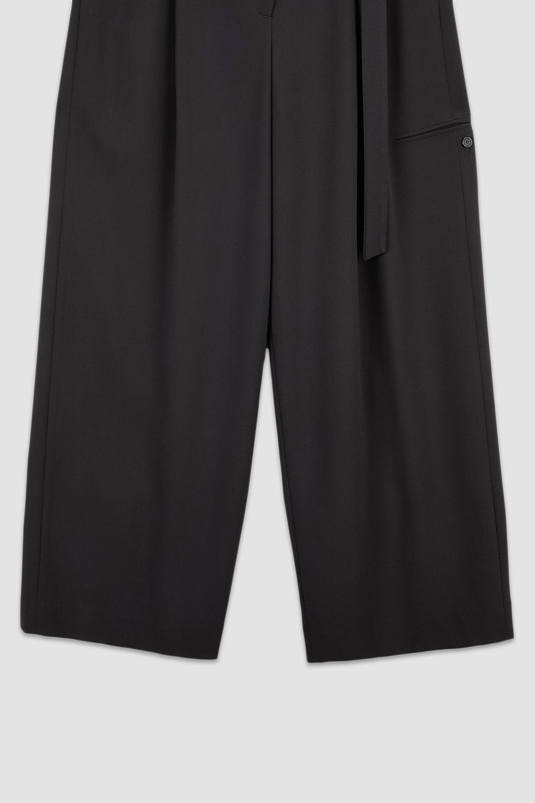 KIMMATIN Diagonal Zipper Belted Pants — Black