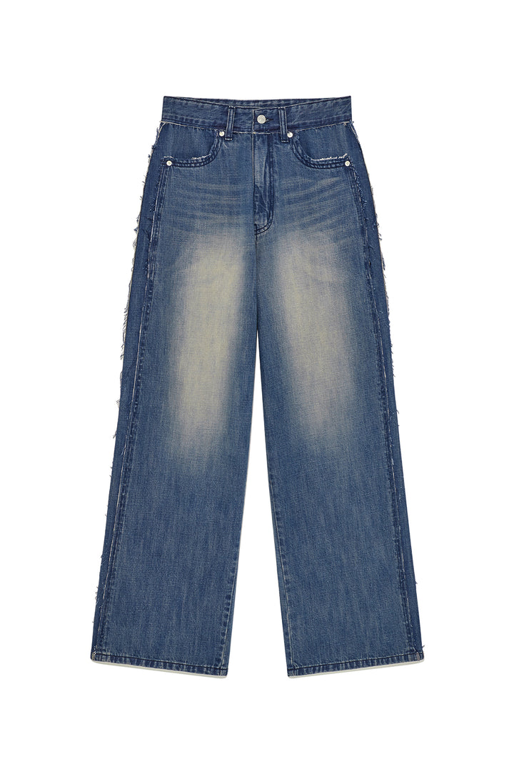 Matin Kim Rough Cut Line Point Denim — Blue