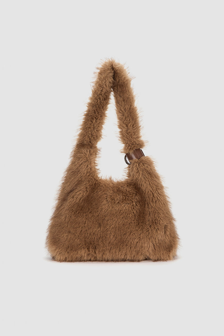 KIMMATIN Fur Triangle Shoulder Bag — Brown