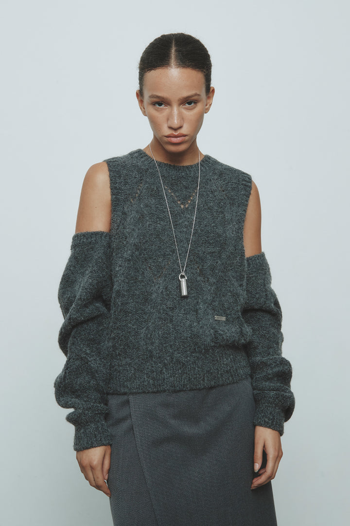 KIMMATIN Draw String Long Down Jumper — White