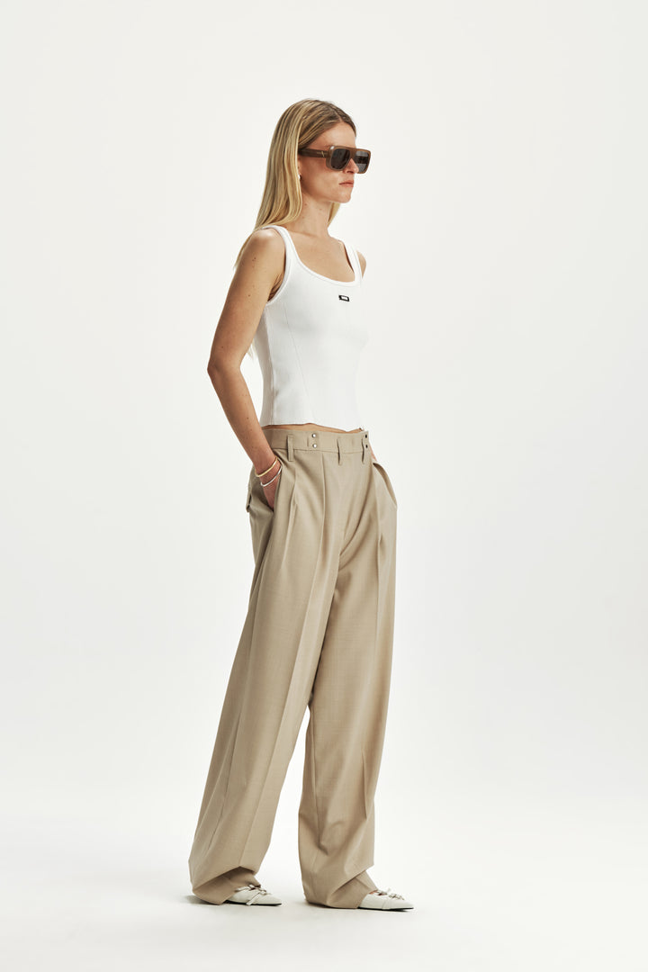 KIMMATIN Waist Hook Point Balloon Trouser — Beige