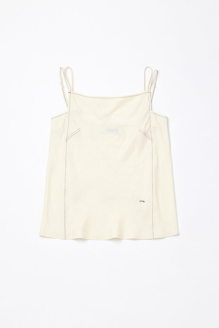 KIMMATIN Square Neck Crinkle Sleeveless — Ivory