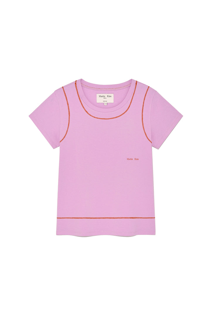 Matin Kim Stitch Point Small Logo Top — Pink