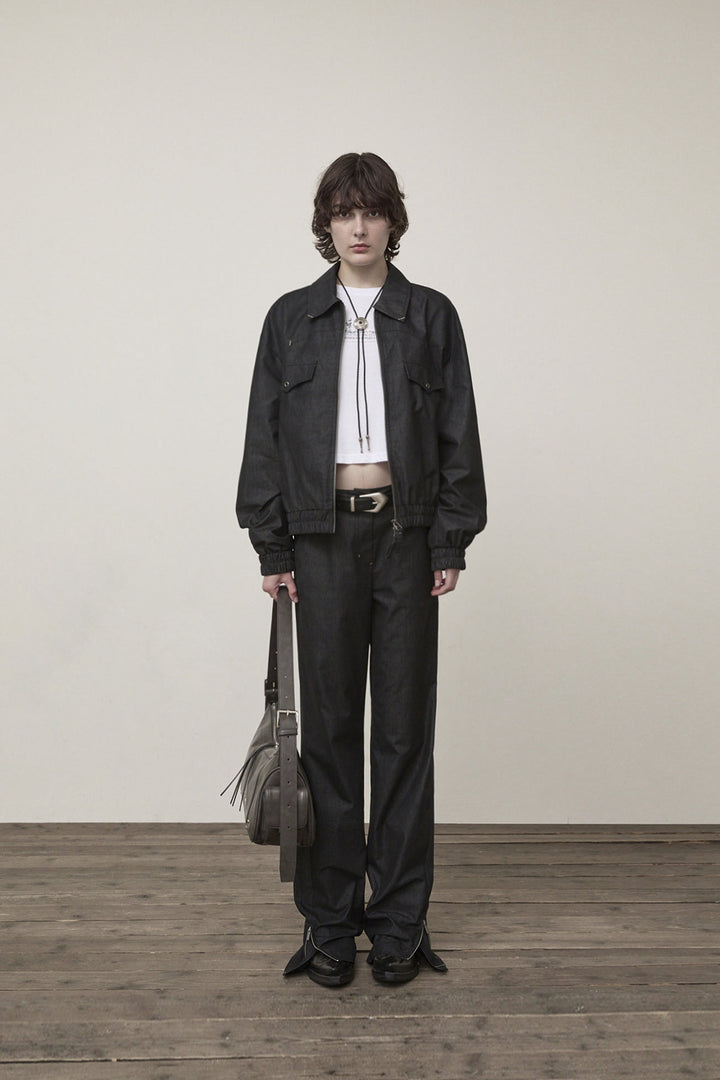 Matin Kim Back Tuck Detail Denim Pants — Black