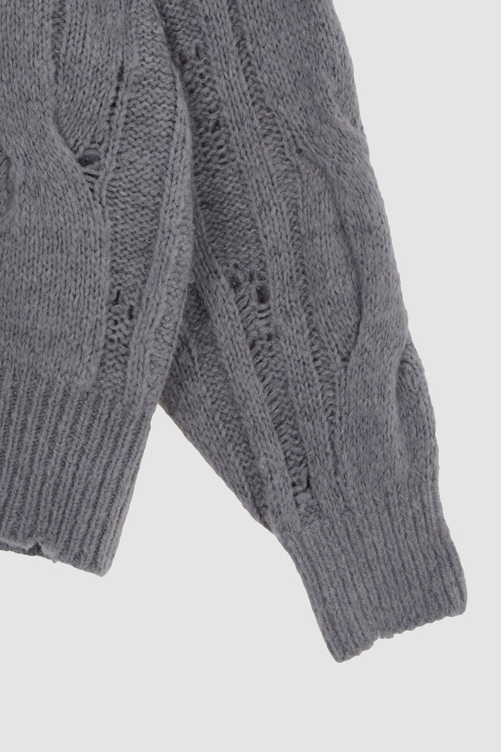 KIMMATIN Oversize Highneck Volume Pullover — Gray