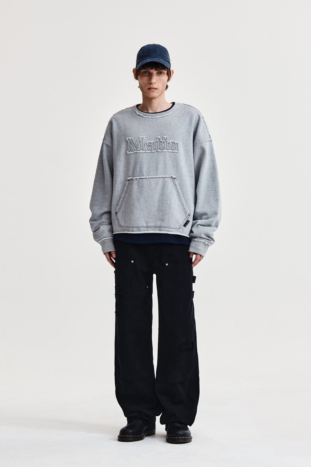 Matin Kim Raw Cut Applique Sweatshirt — Gray