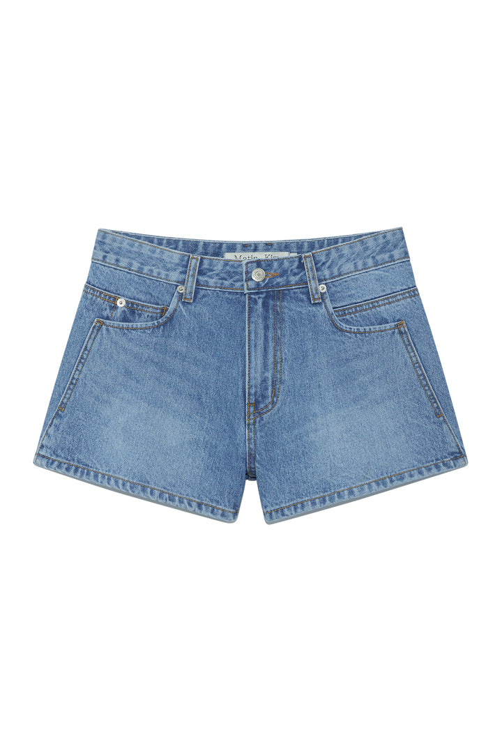 Matin Kim Stitch Point Denim Shorts — Blue