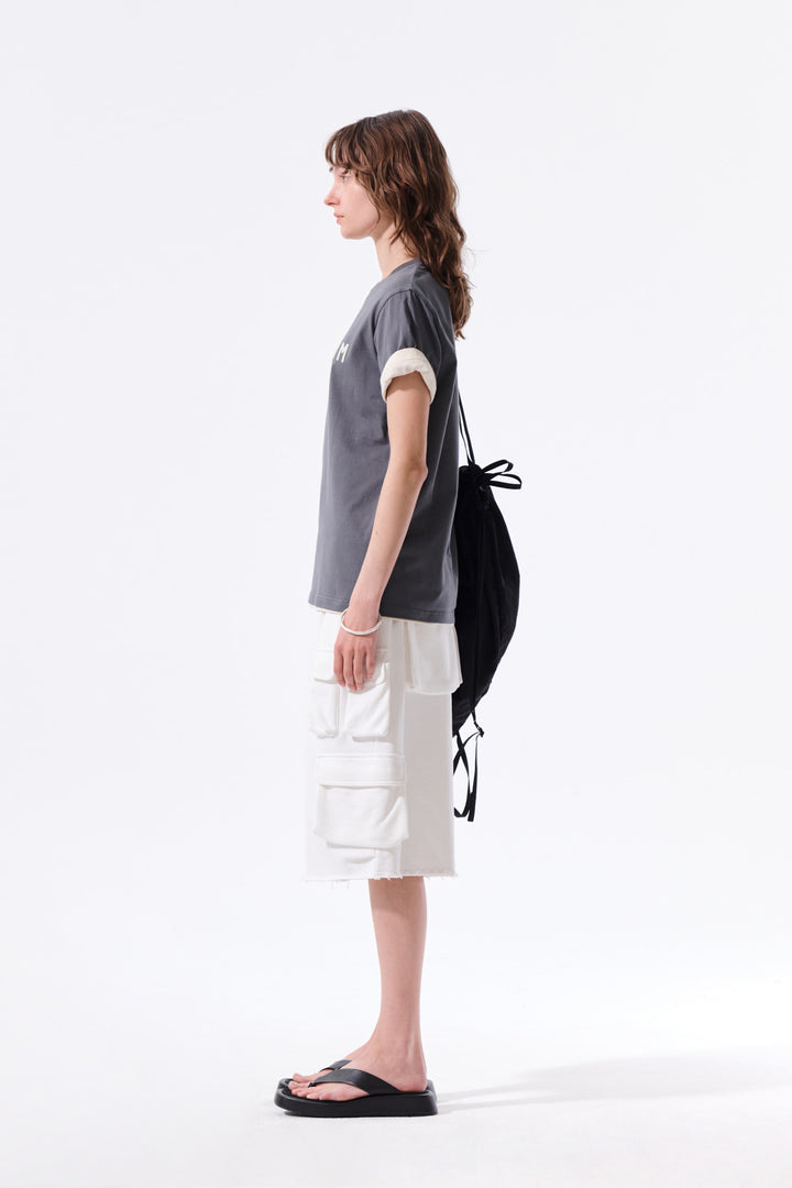 Matin Kim Terry Utility Pocket Bermuda — White