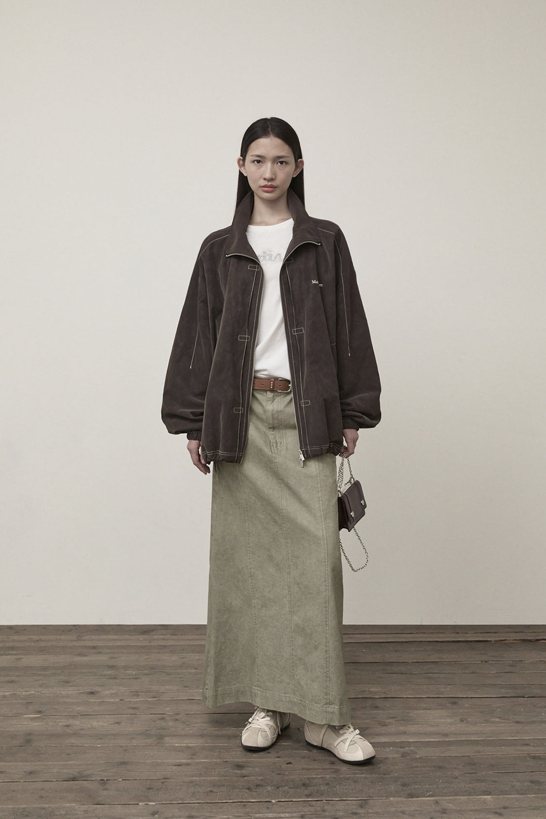 Matin Kim Stitch Point High Neck Jumper — Brown