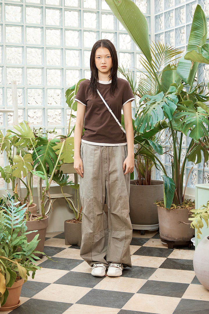 Matin Kim Color Point Layered Top — Brown