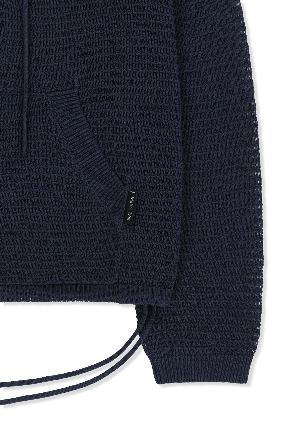Matin Kim Oversized Mesh Knit Hoodie — Navy blue