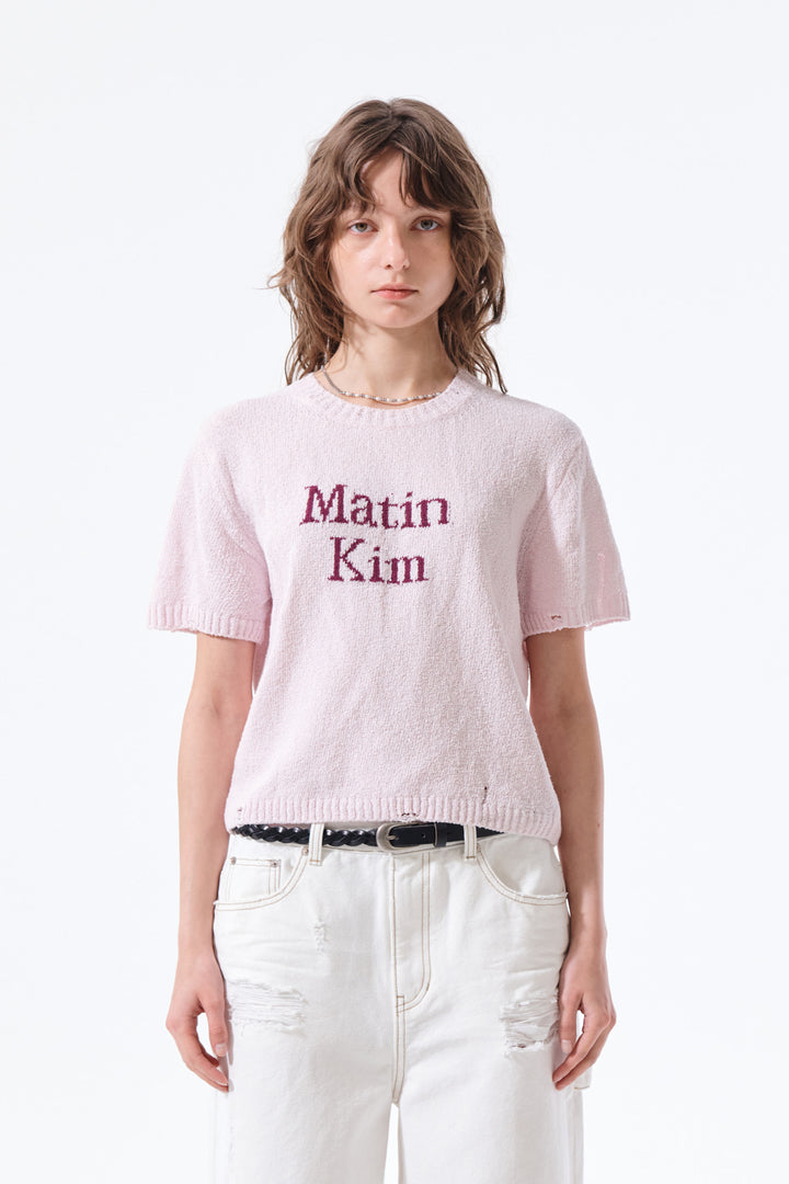 Matin Kim Half Sleeve Logo Pullover — Pink