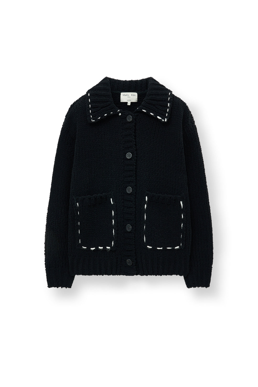 Matin Kim Handmade Collar Knit Cardigan — Black