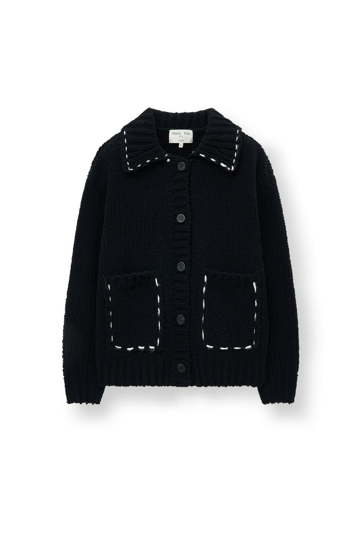 Matin Kim Handmade Collar Knit Cardigan — Black