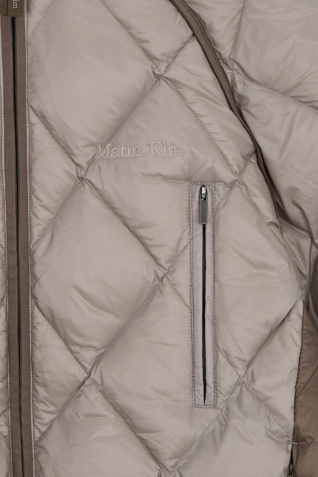 Matin Kim Quilting Hoody Lightweight Jumper — Beige
